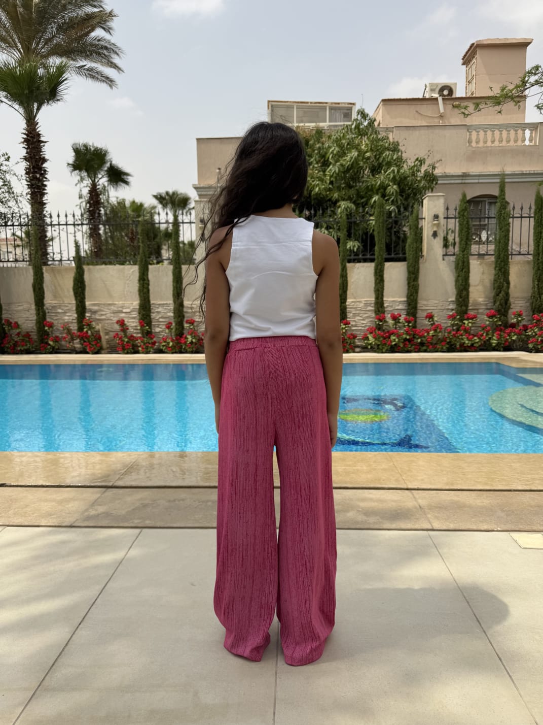 Fushia pleated pants