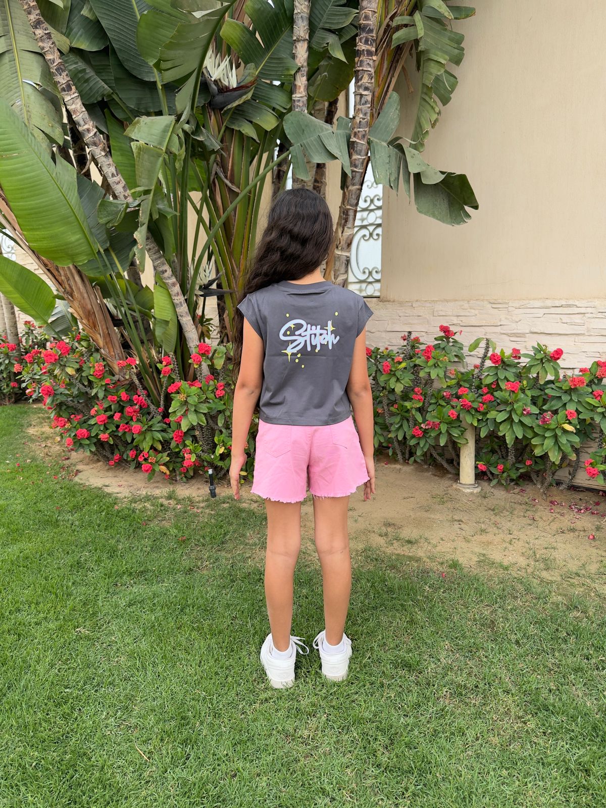 Grey cropped stitch
