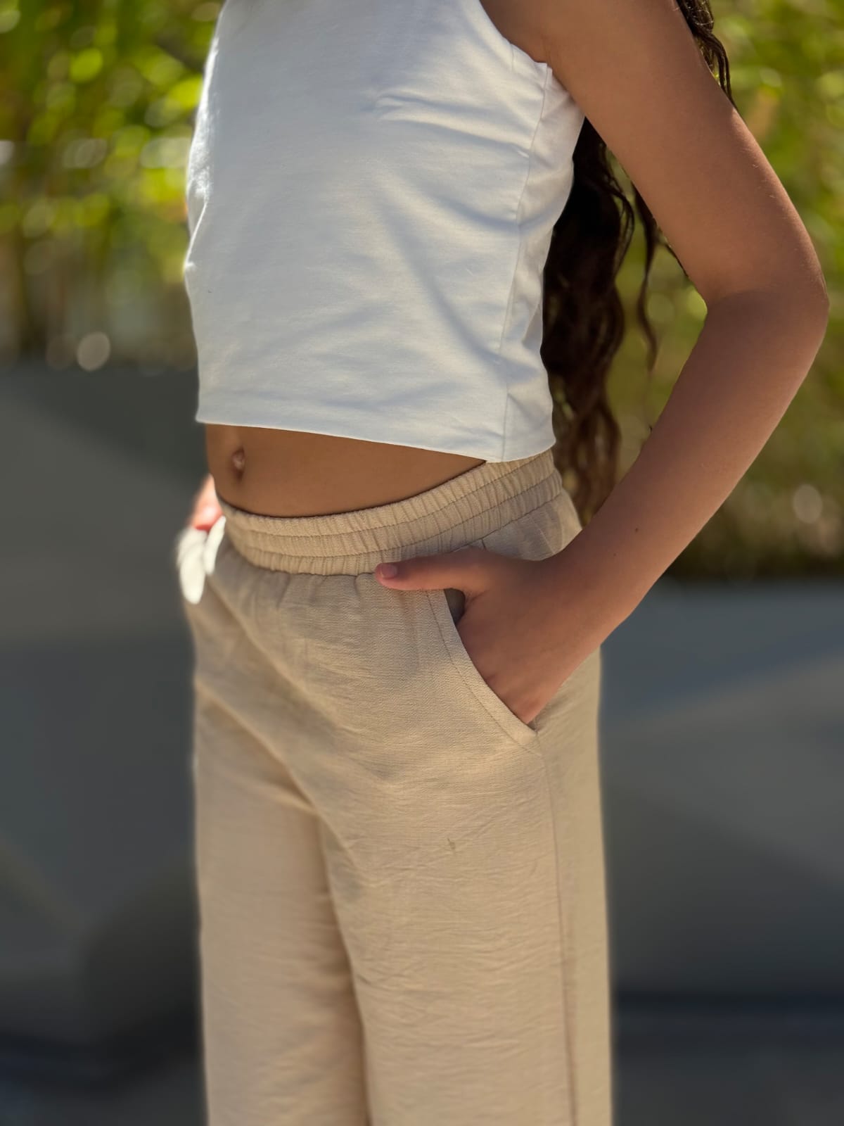 Beige Lenin Pants