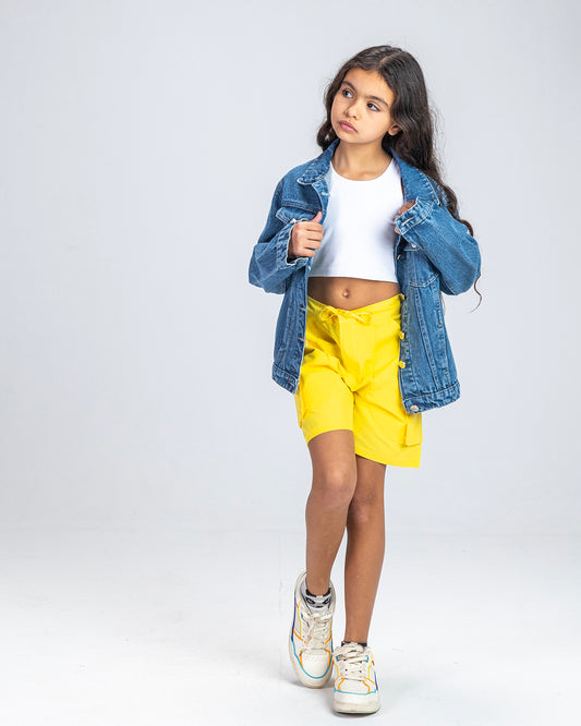 Yellow Pleated Shorts