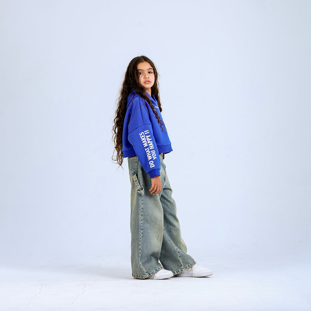 Blue Happy Sweatshirt