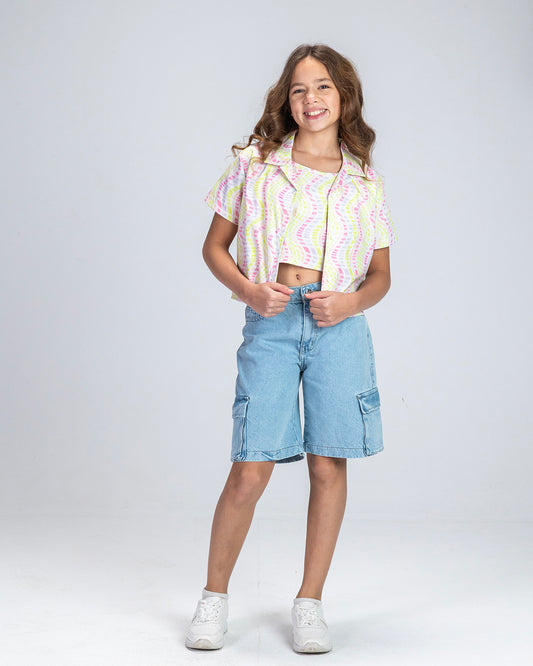 Blue Long Cargo Short