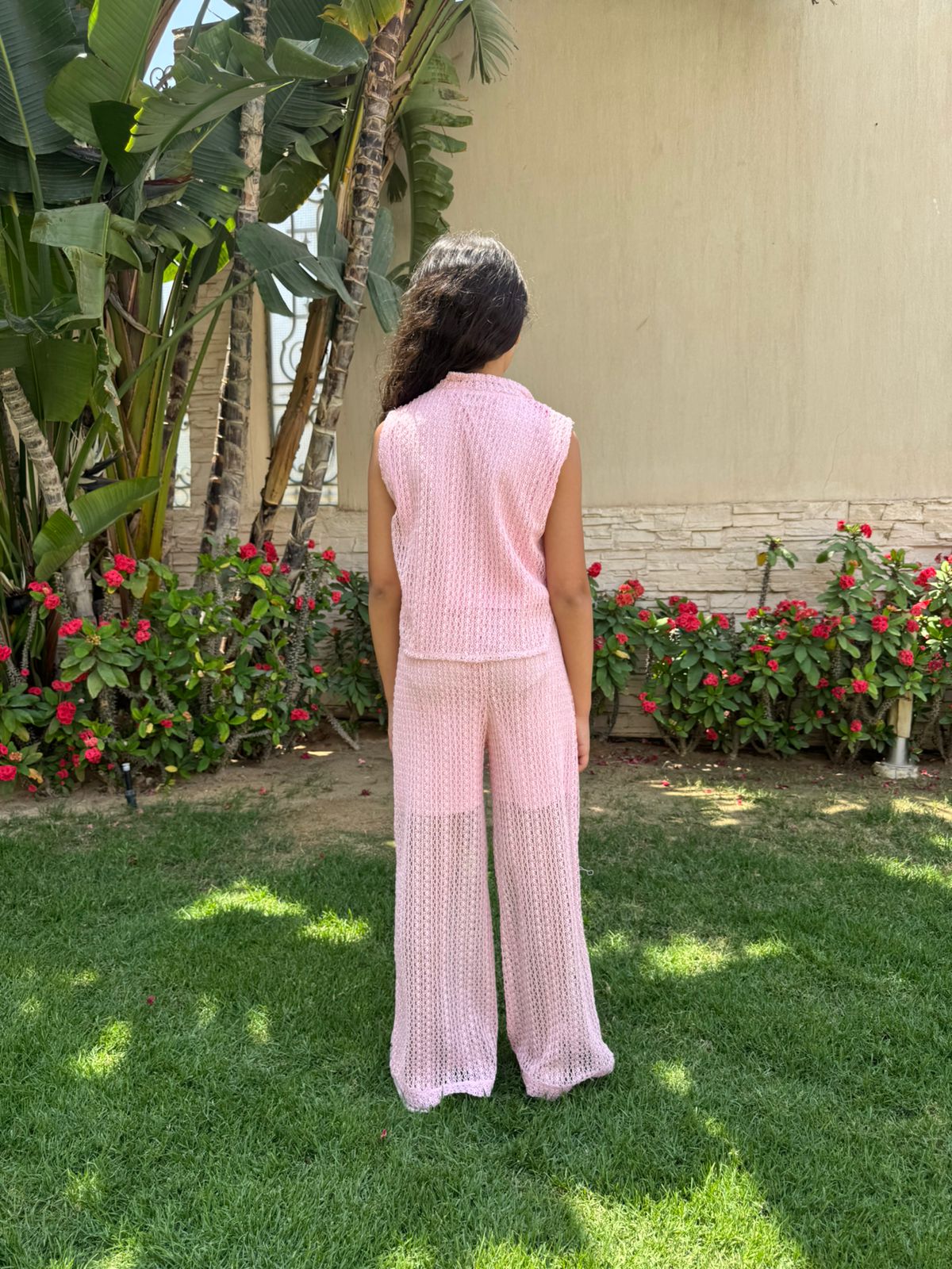Pink Open Work Set
