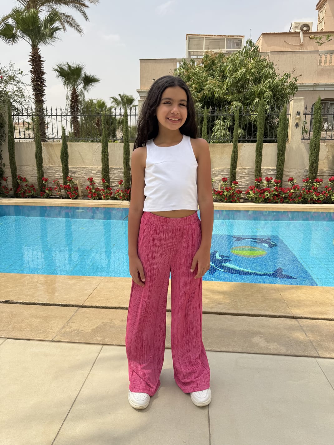 Fushia pleated pants
