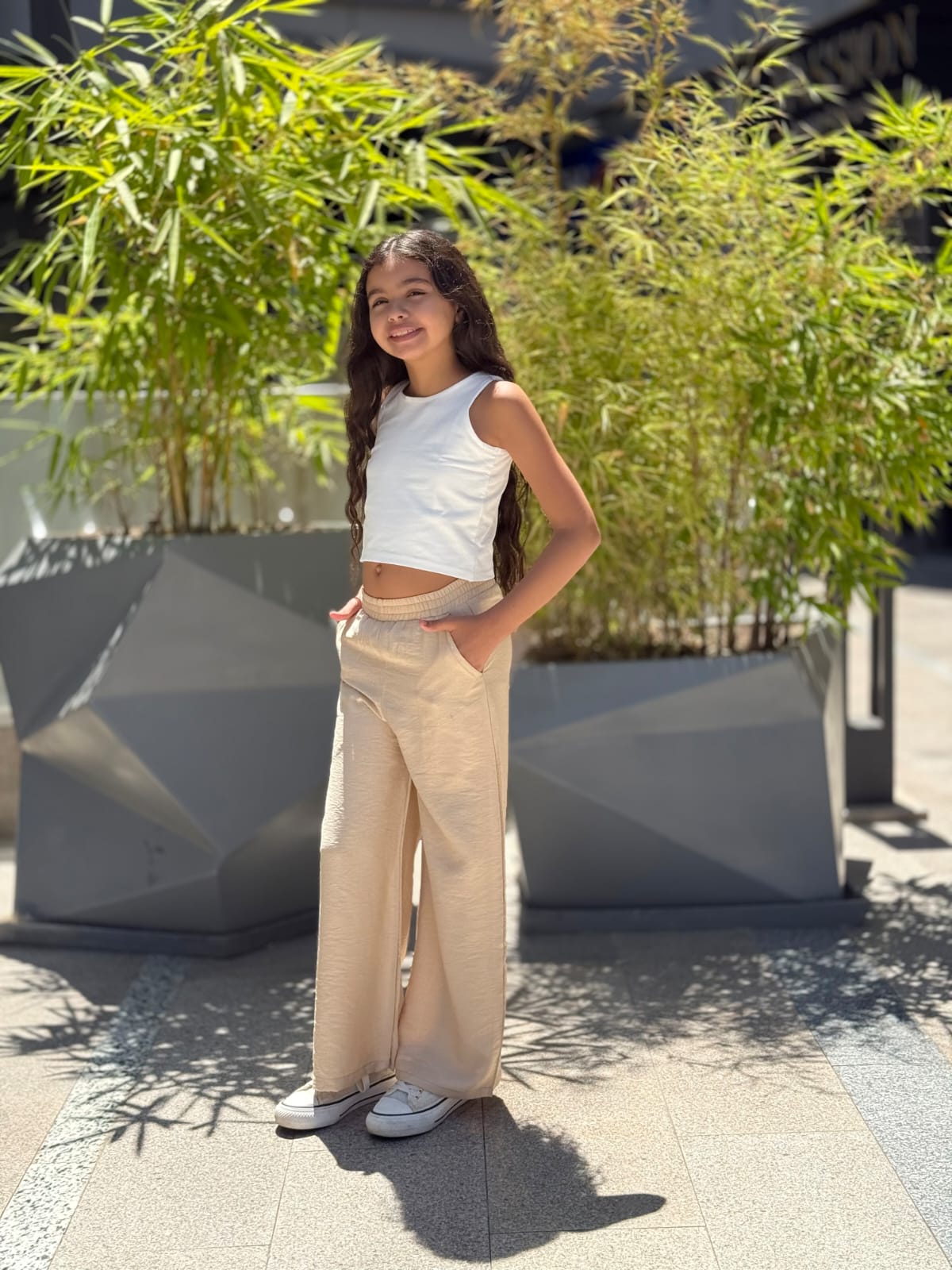Beige Lenin Pants