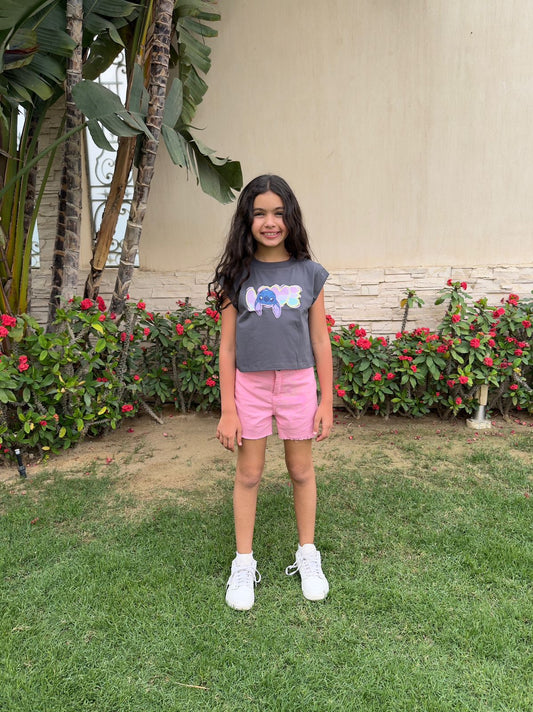 Grey cropped stitch