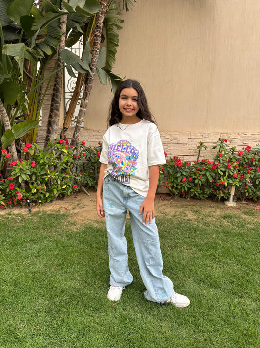 Purple hello t-shirt