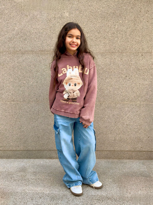 Burgundy Labubu Sweatshirt