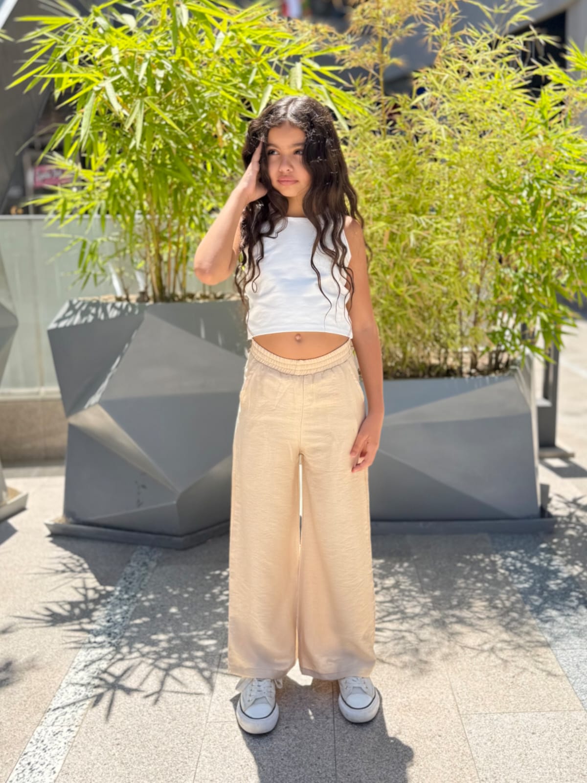 Beige Lenin Pants