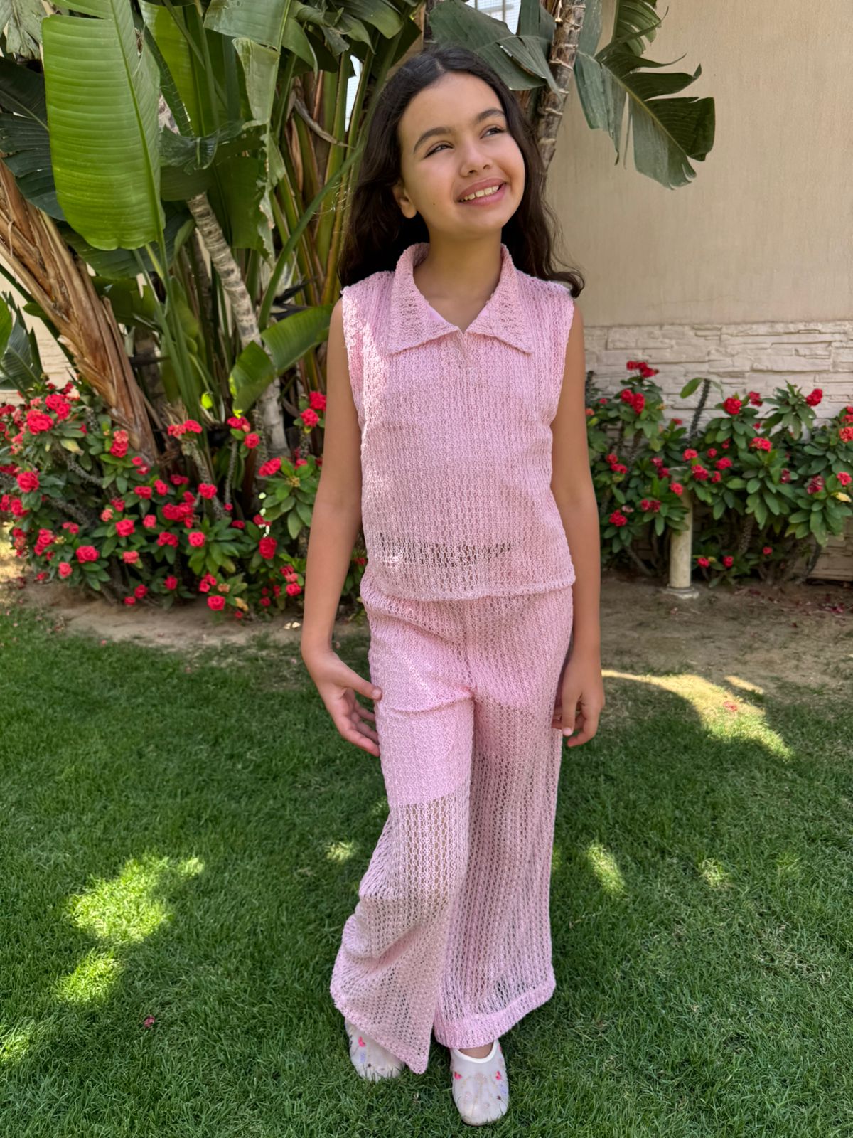 Pink Open Work Set
