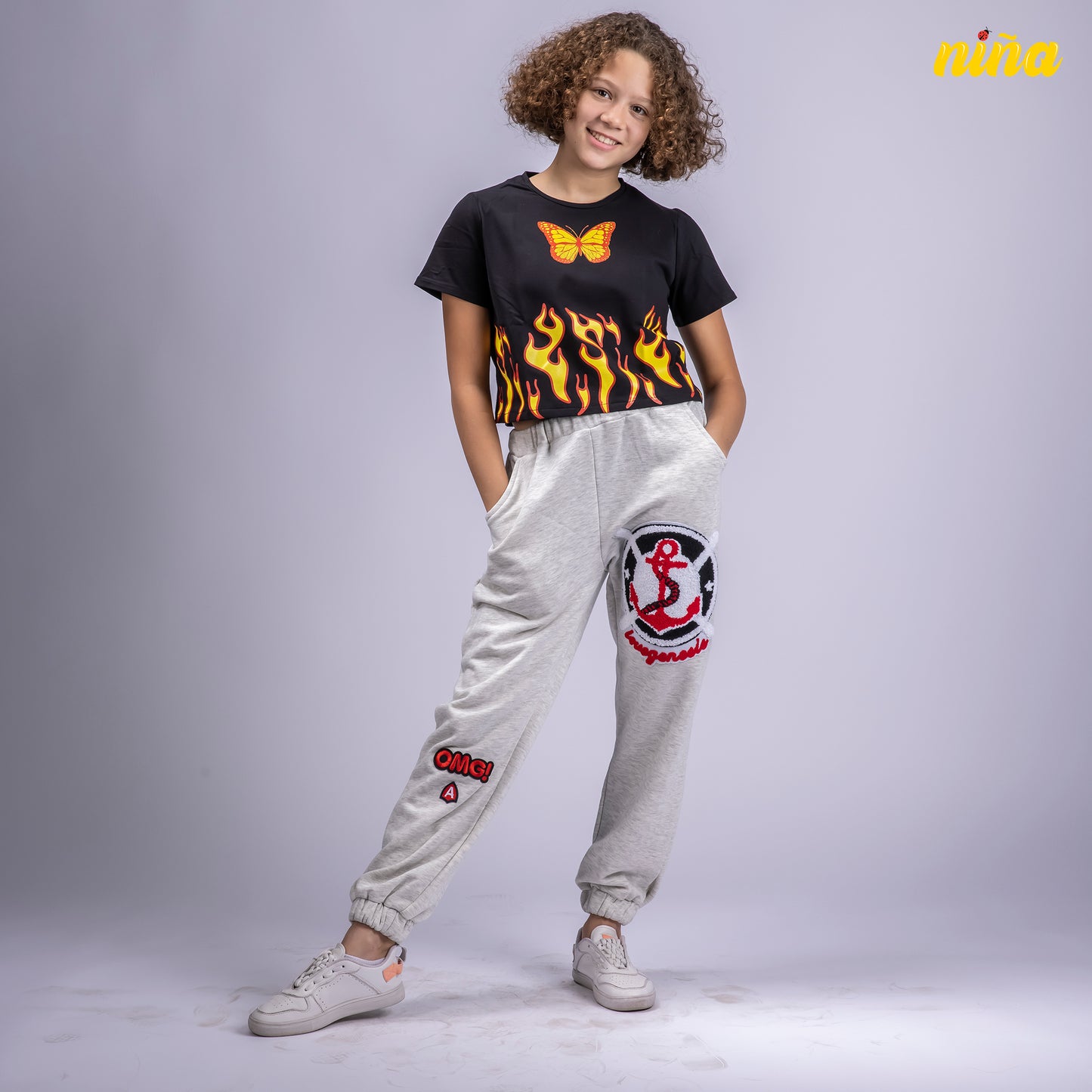 Patched Grey Pants