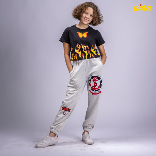 Patched Grey Pants